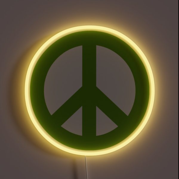 Green Peace Sign Symbol RGB Neon Sign