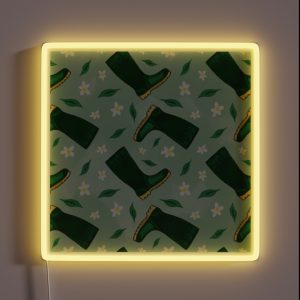 Green Wellies And Flowers RGB Neon Sign
