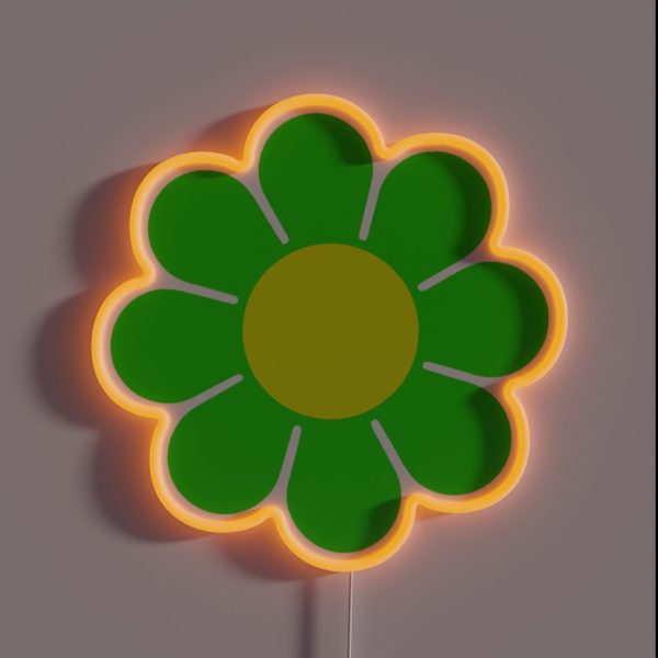 Green Yellow Hippy Flower Daisy RGB Neon Sign