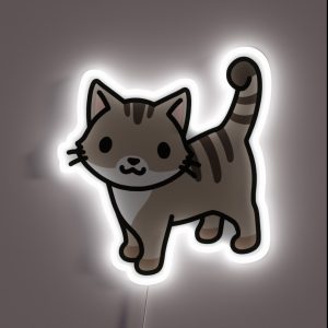 Grey Tabby Cat RGB Neon Sign