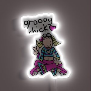 Groovy Chick Girls 2000s Y2K Vintage RGB Neon Sign Groovy Chick Girls 2000s Y2K Vintage RGB Neon Sign
