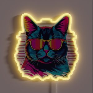 Groovy Feline Vibes Retro Disco Cat With Sunglasses RGB Neon Sign