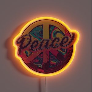 Groovy Peace Sign I Find Peace In Togetherness RGB Neon Sign