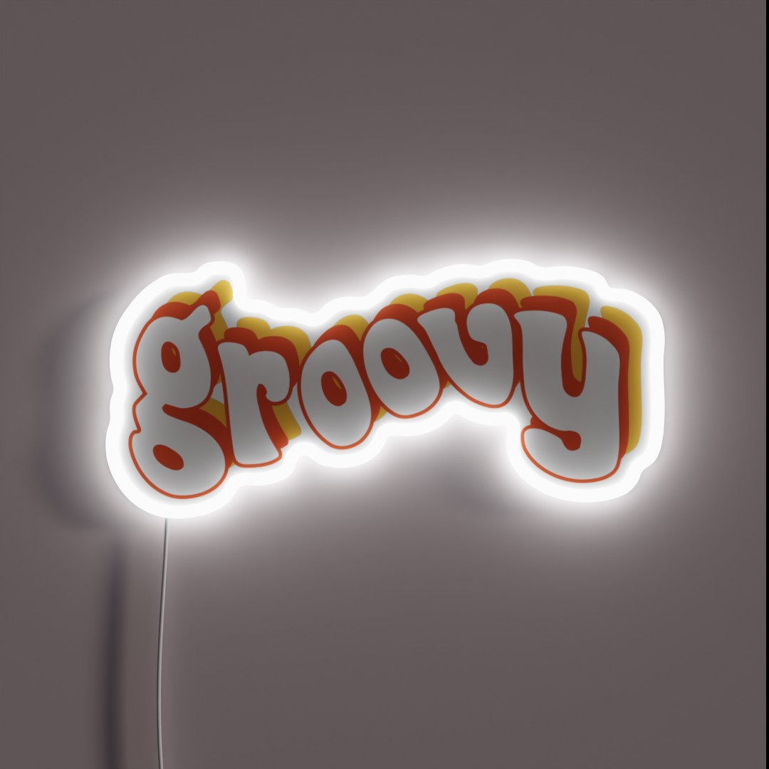 Groovy Retro Orange And Yellow RGB Neon Sign Groovy Retro Orange And Yellow RGB Neon Sign
