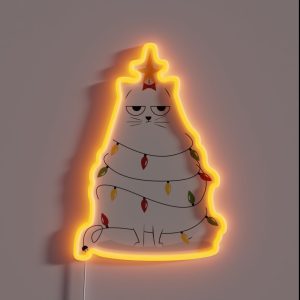 Grumpy Christmas Cat RGB Neon Sign Grumpy Christmas Cat RGB Neon Sign