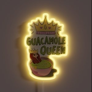 Guacamole Queen Funny Illustration For Avocado Lovers RGB Neon Sign