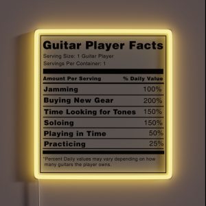 Guitar Player Nutrition Facts RGB Neon Sign