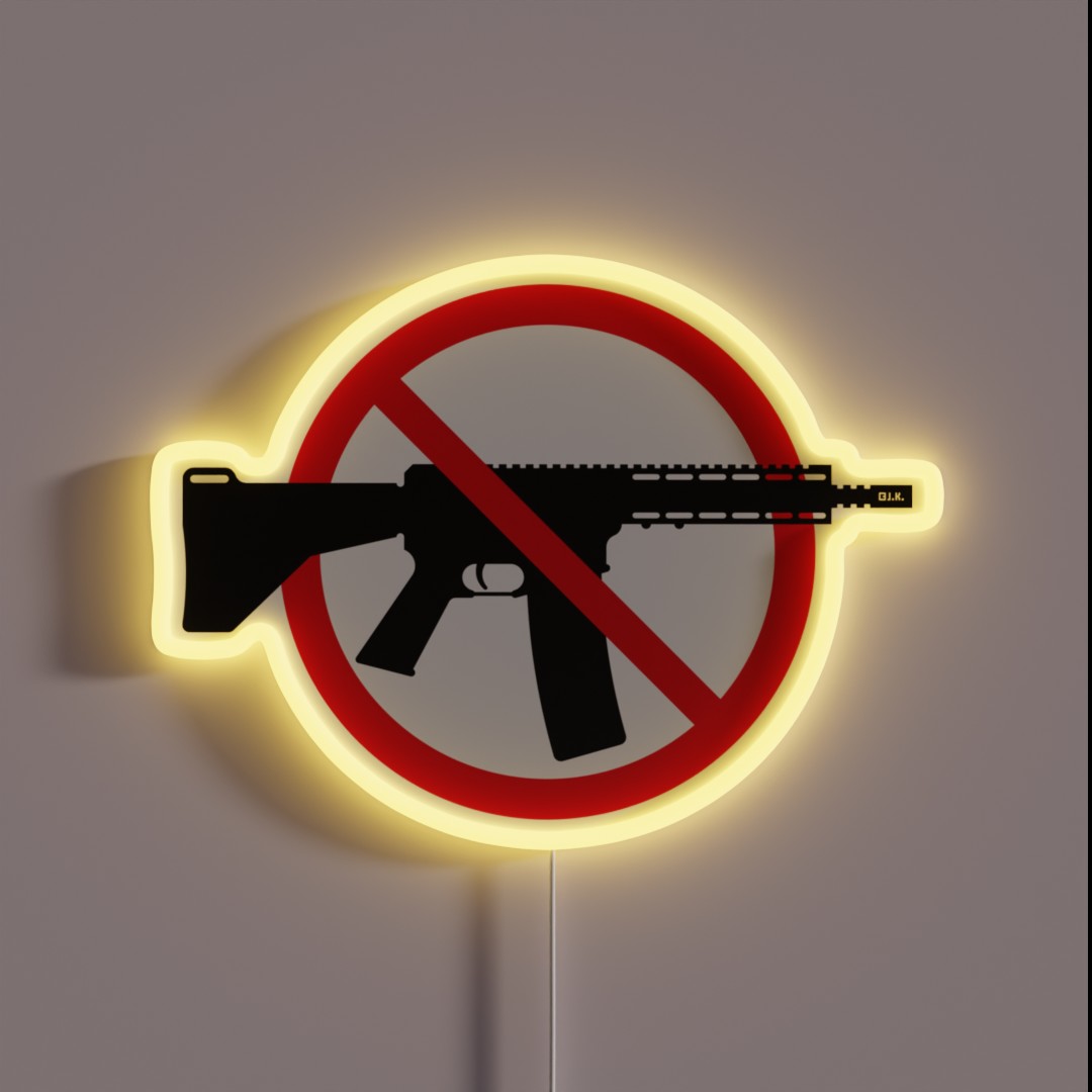 Gun Ban Prohibition Sign No Weapons Peace 2C RGB Neon Sign Gun Ban Prohibition Sign No Weapons Peace 2C RGB Neon Sign