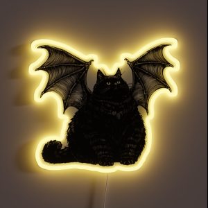 Halloween Bat Cat RGB Neon Sign