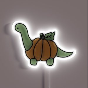 Halloween Brontosaurus Apatosaurus Dinosaur Wearing Pumpkin Jack O Lantern RGB Neon Sign Halloween Brontosaurus Apatosaurus Dinosaur Wearing Pumpkin Jack O Lantern RGB Neon Sign