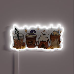 Halloween Coffee Lover Spooky Caffeine Fiend Fun RGB Neon Sign