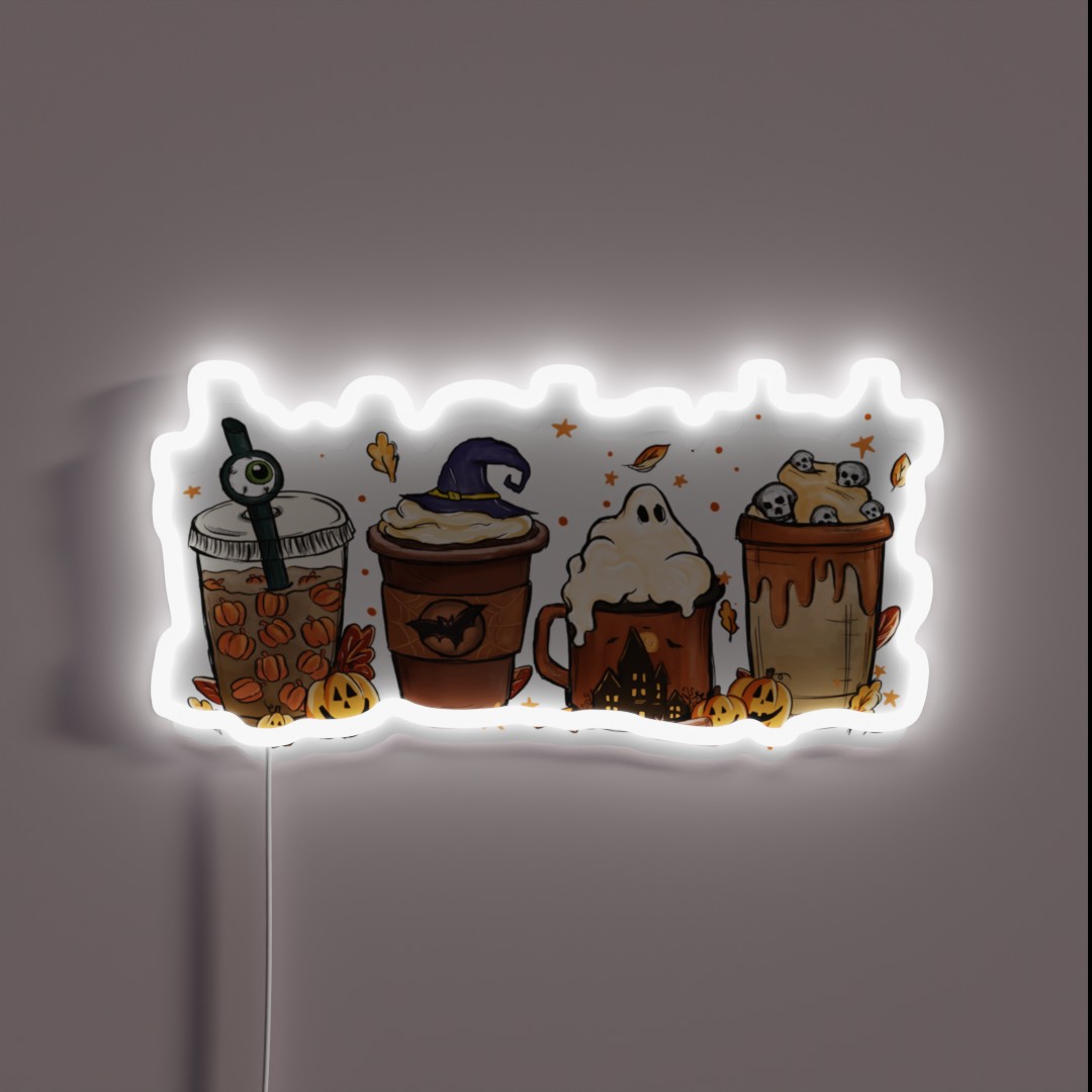 Halloween Coffee Lover Spooky Caffeine Fiend RGB Neon Sign Halloween Coffee Lover Spooky Caffeine Fiend RGB Neon Sign
