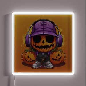 Halloween Funny Hip Hop Pumpkin Head Cartoon RGB Neon Sign Halloween Funny Hip Hop Pumpkin Head Cartoon RGB Neon Sign