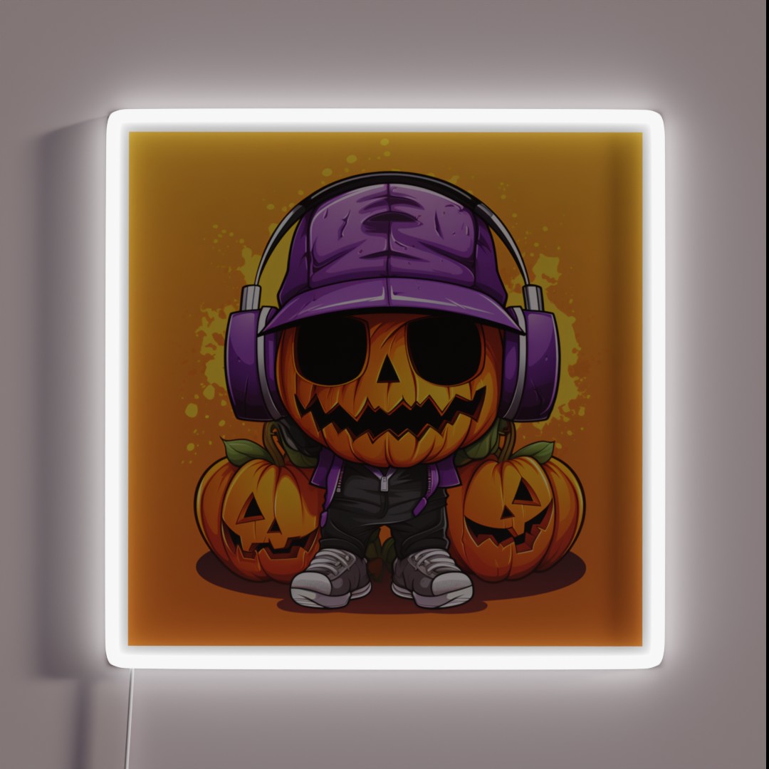Halloween Funny Hip Hop Pumpkin Head Cartoon RGB Neon Sign Halloween Funny Hip Hop Pumpkin Head Cartoon RGB Neon Sign