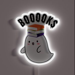Halloween Ghost Booooks RGB Neon Sign