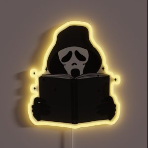 Halloween Ghost Face Reading Book RGB Neon Sign