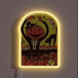 Halloween In The Pumpkin Field RGB Neon Sign