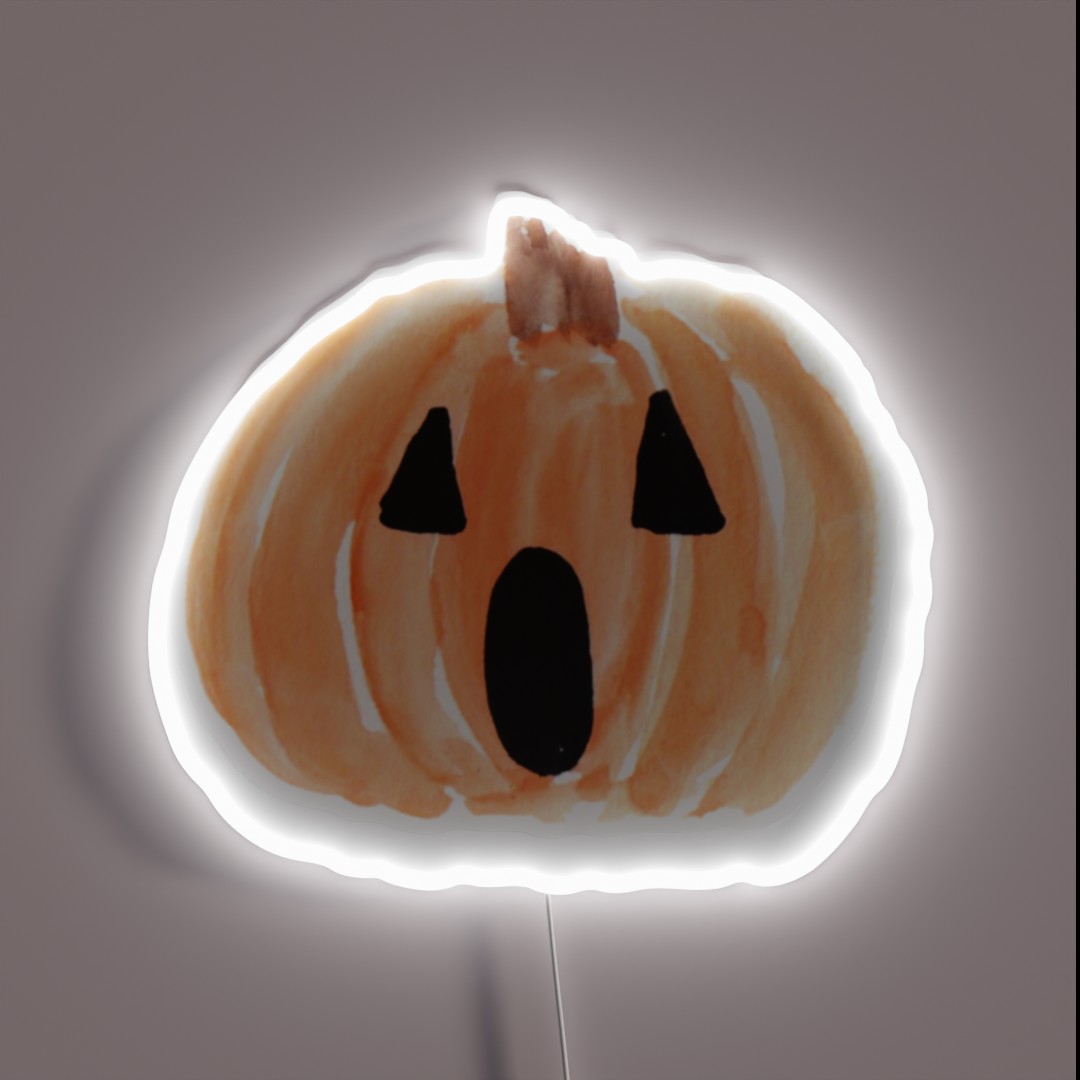Halloween Jack O Lantern Watercolor Pumpkin RGB Neon Sign Halloween Jack O Lantern Watercolor Pumpkin RGB Neon Sign