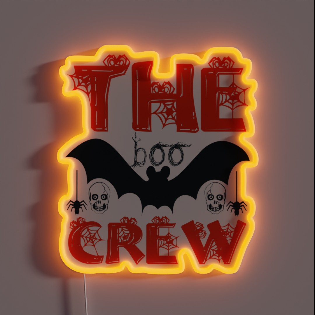 Halloween Nurse Boo Boo Crew With Bat RGB Neon Sign Halloween Nurse Boo Boo Crew With Bat RGB Neon Sign