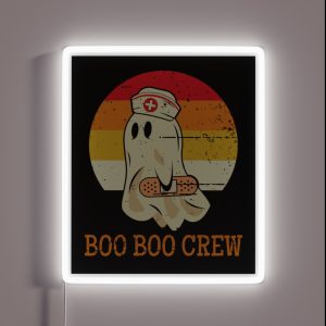 Halloween Nurse Ghost Boo Boo Crew RGB Neon Sign