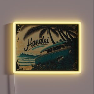 Hanalei Kauai Vintage Hawaiian Surf RGB Neon Sign