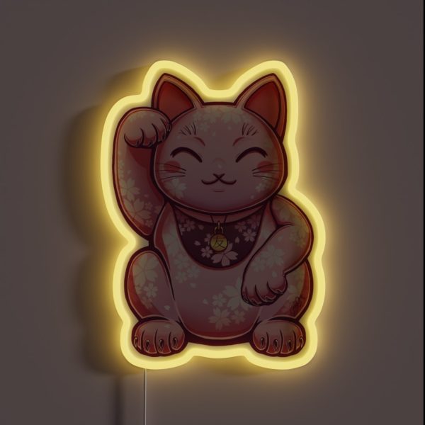 Hanami Maneki Neko Yuu Friend RGB Neon Sign