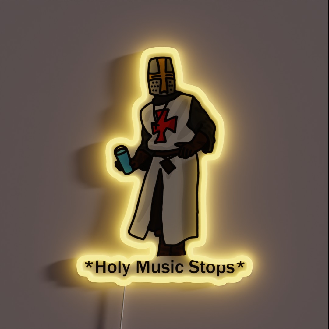 Hand Drawn Holy Music Stops Meme RGB Neon Sign Hand Drawn Holy Music Stops Meme RGB Neon Sign