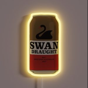 Hand Drawn Swan Draught Can RGB Neon Sign