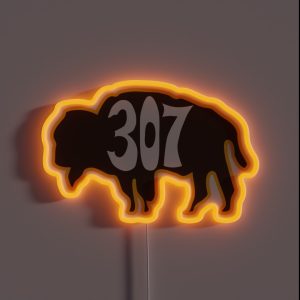 Hand Drawn Wyoming Buffalo 307 Brown Gold RGB Neon Sign Hand Drawn Wyoming Buffalo 307 Brown Gold RGB Neon Sign