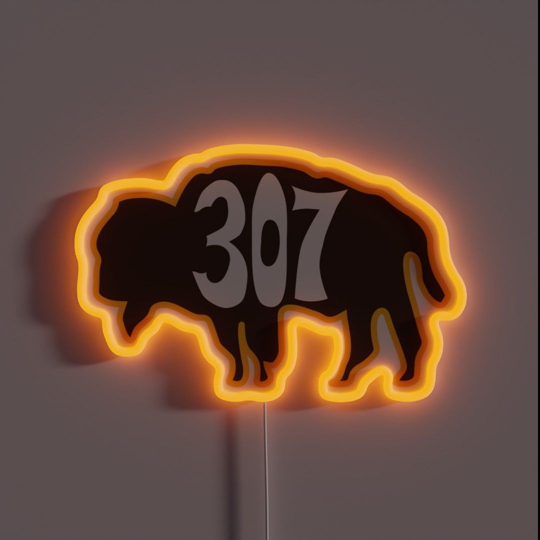 Hand Drawn Wyoming Buffalo 307 Brown Gold RGB Neon Sign Hand Drawn Wyoming Buffalo 307 Brown Gold RGB Neon Sign