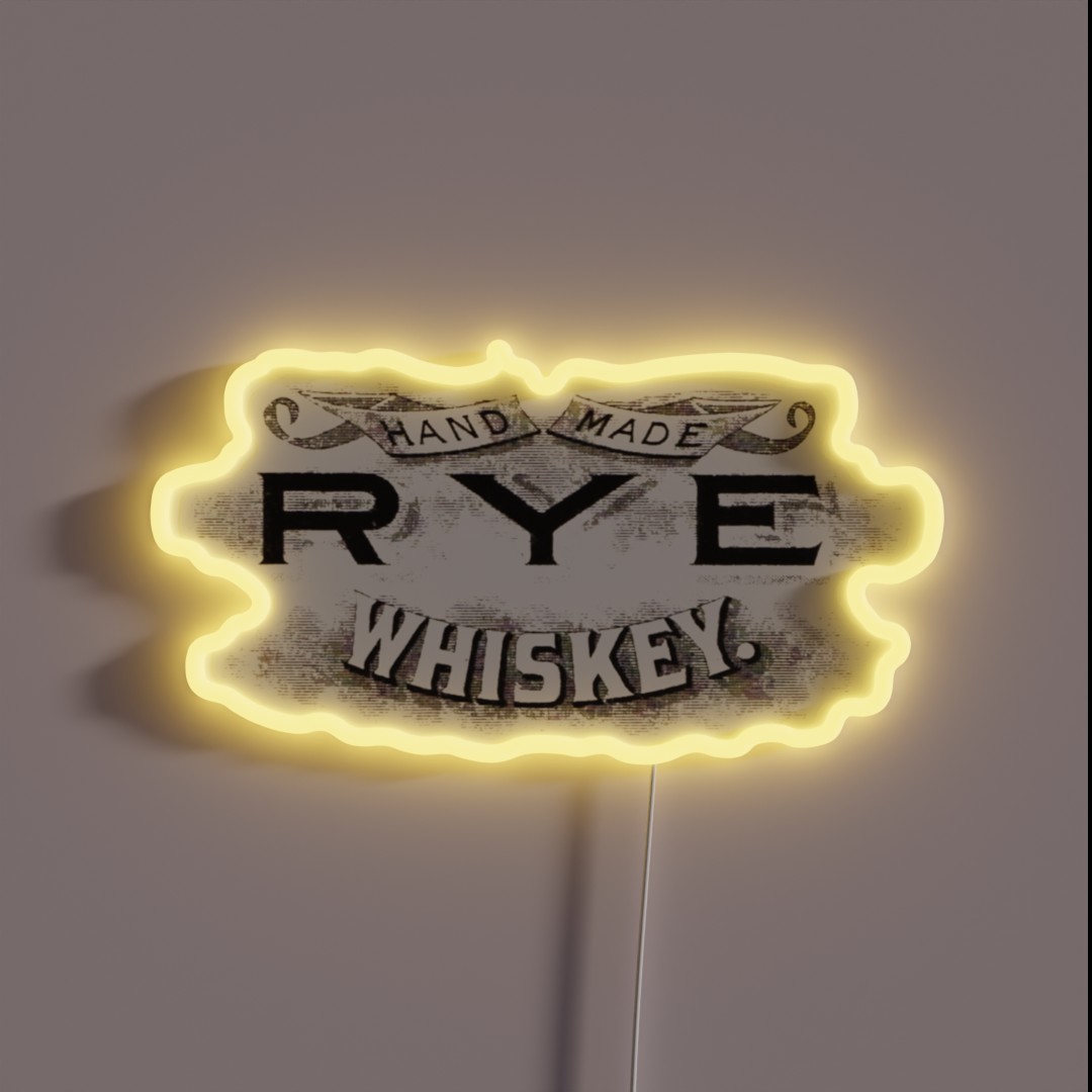 Hand Made Rye Whiskey RGB Neon Sign Hand Made Rye Whiskey RGB Neon Sign