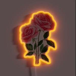 Hand Painted 2 Pink Roses Watercolor RGB Neon Sign