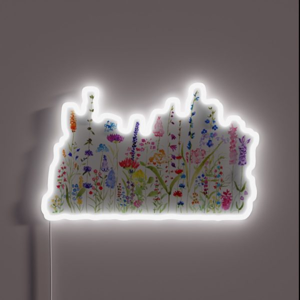 Hand Painted Colorful Wild Flower Field RGB Neon Sign
