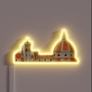 Hand Painted Italy Florence Cathedral Duomo Watercolor Painting RGB Neon Sign