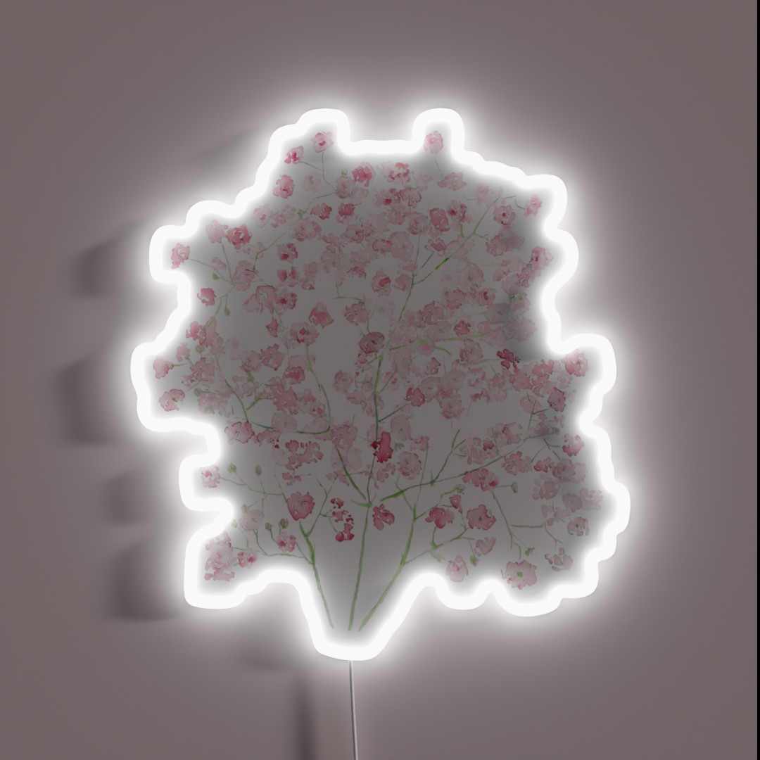 Hand Painted Light Pink Baby Breath Bouquet RGB Neon Sign Hand Painted Light Pink Baby Breath Bouquet RGB Neon Sign