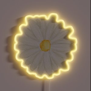 Hand Painted One Little White Daisy Watercolor RGB Neon Sign