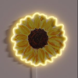 Hand Painted One Yellow Sunflower Watercolor RGB Neon Sign