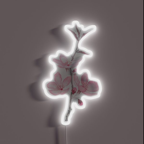 Hand Painted Pink Cherry Blossom Macro 2018 RGB Neon Sign