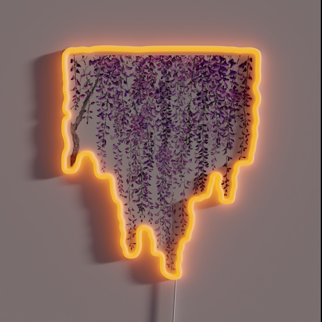 Hand Painted Purple Wisteria In Bloom RGB Neon Sign Hand Painted Purple Wisteria In Bloom RGB Neon Sign