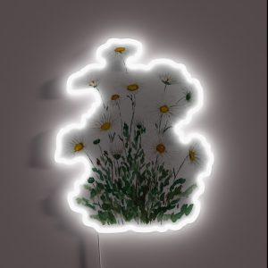Hand Painted White Margaret Daisy Watercolor RGB Neon Sign Hand Painted White Margaret Daisy Watercolor RGB Neon Sign