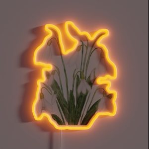 Hand Painted White Snowdrop Flower Botanical Watercolor Painting RGB Neon Sign