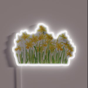 Hand Painted Yellow Daffodils Field Watercolor RGB Neon Sign