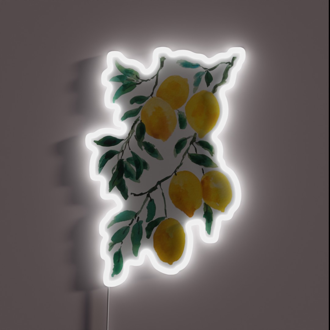 Hand Painted Yellow Lemon Watercolor RGB Neon Sign Hand Painted Yellow Lemon Watercolor RGB Neon Sign