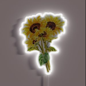 Hand Painted Yellow Sunflower Bouquet Flowers Bouquet Watercolor 2020 RGB Neon Sign