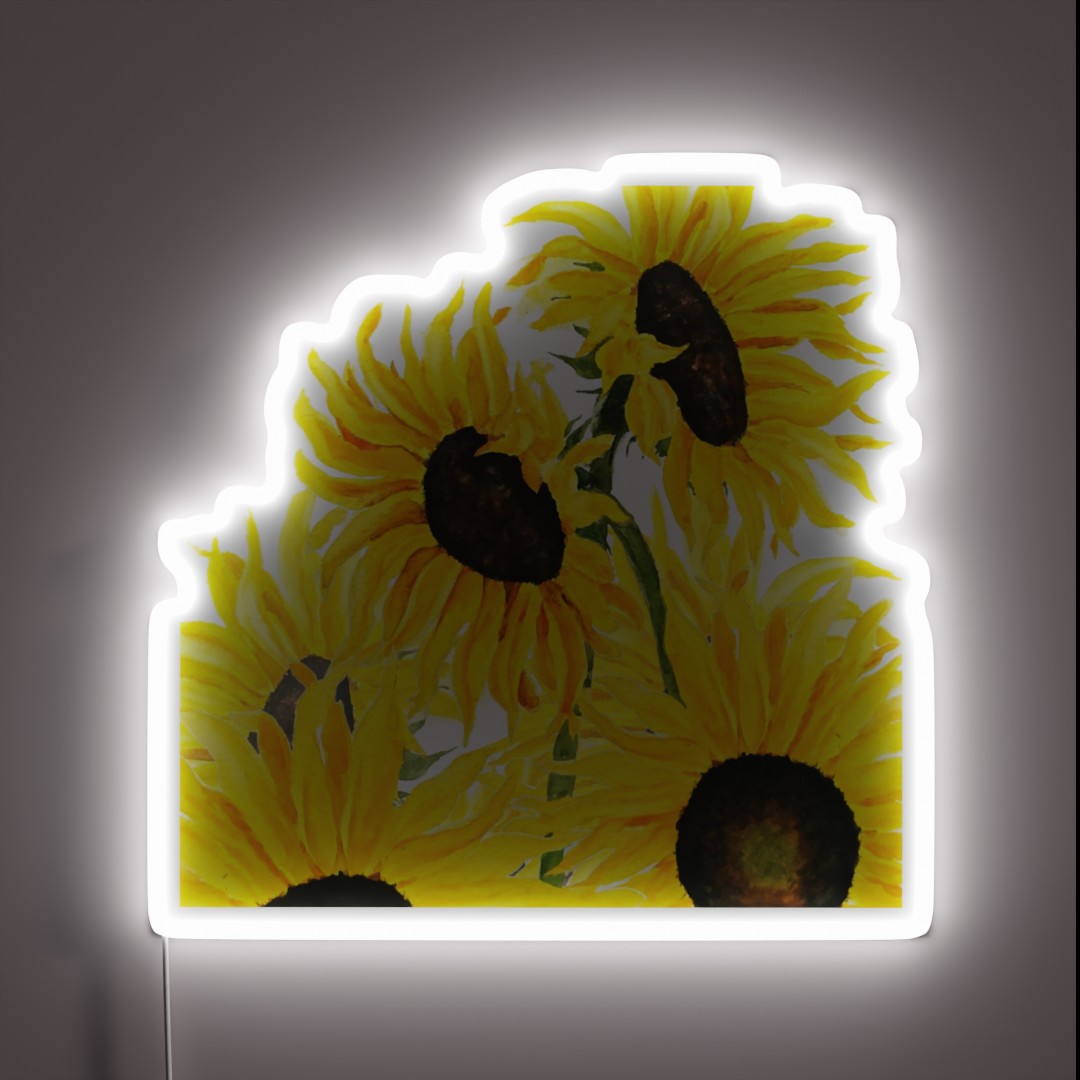 Hand Painted Yellow Sunflowers 2017 RGB Neon Sign Hand Painted Yellow Sunflowers 2017 RGB Neon Sign