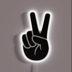 Hand Peace Sign Or Victory Sign Simple Icon Symbol RGB Neon Sign Hand Peace Sign Or Victory Sign Simple Icon Symbol RGB Neon Sign
