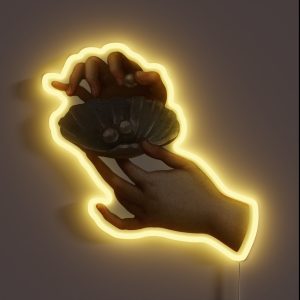 Hands With Pearls Detail Renaissance Aesthetic RGB Neon Sign