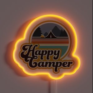 Happy Camper Retro 70s Camping RGB Neon Sign Happy Camper Retro 70s Camping RGB Neon Sign