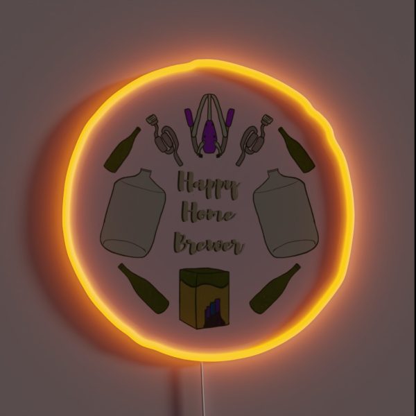 Happy Home Brewer Wine Pink RGB Neon Sign