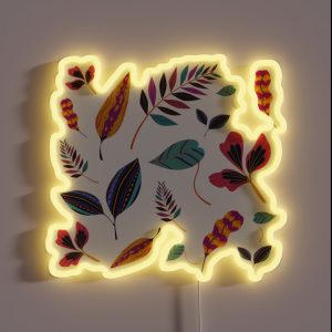 Happy Leaves Pattern Botanical Pattern Colorful Leaves Playful Leaves RGB Neon Sign